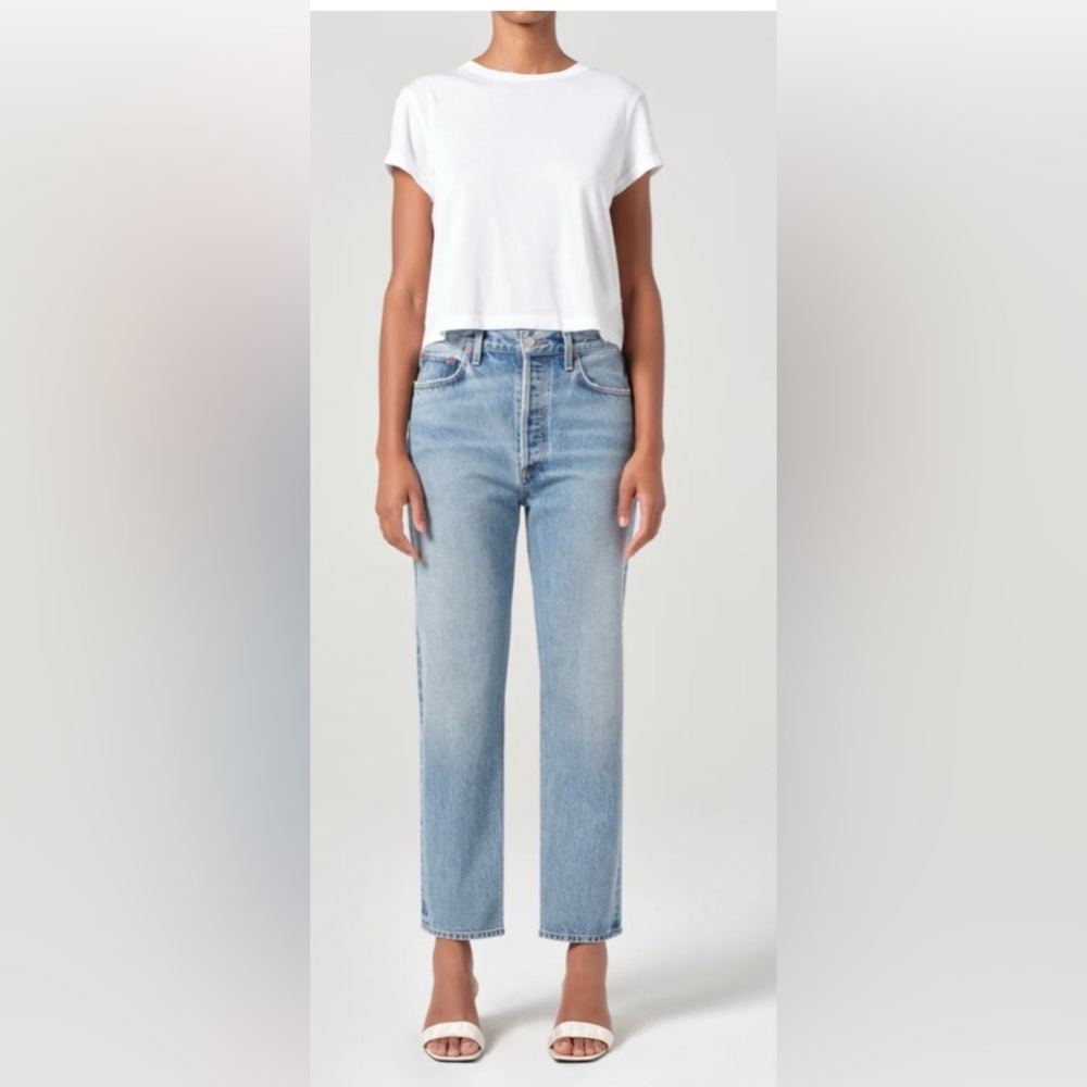 AGOLDE 90’s Pinch Waist High Rise Button Fly Jeans. Light-Medium Wash. Size 25.